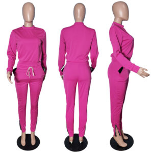 Women 2 Piece Set Fleece Tracksuit Croped Sweat Shirt and Pant - Image 5