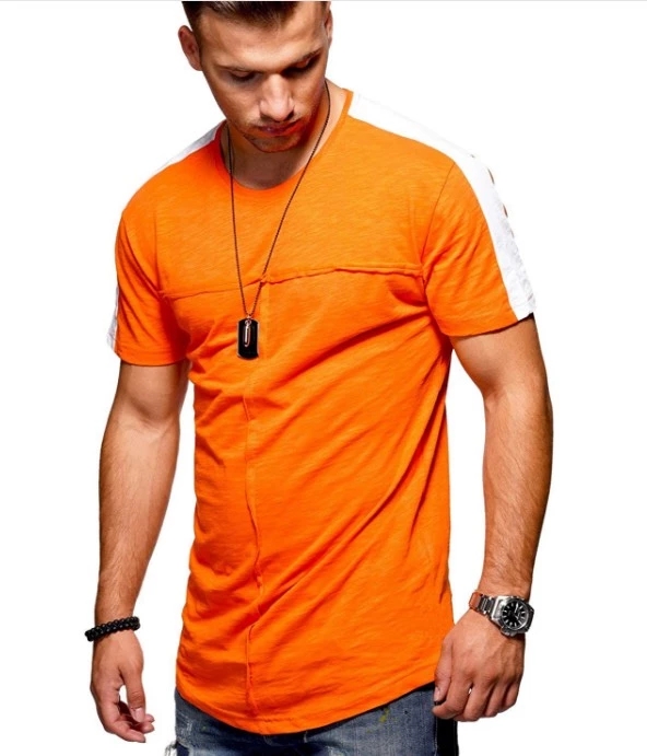 2020 Fashion Oem Blank Custom Sport Gym Patchwork T-shirt