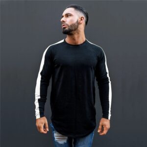 2020 Fashion Sport Cotton Long Sleeve Gym T Shirts For Men - Image 5