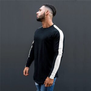 2020 Fashion Sport Cotton Long Sleeve Gym T Shirts For Men - Image 4