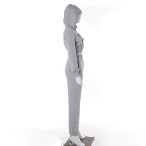 Women Fleece Tracksuit Cropped Hoodie and Pant - Image 4