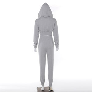 Women Fleece Tracksuit Cropped Hoodie and Pant - Image 5