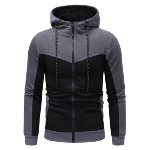 Men Fashion Gym Fleece Grey and Black Tracksuit - Image 3