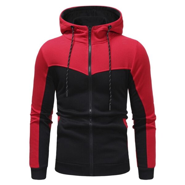 Men Fashion Gym Fleece Red and Black Tracksuit - Image 5
