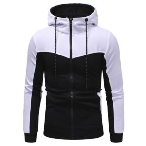 Men Fashion Gym Fleece White and Black Tracksuit - Image 3