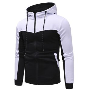 Men Fashion Gym Fleece White and Black Tracksuit - Image 4