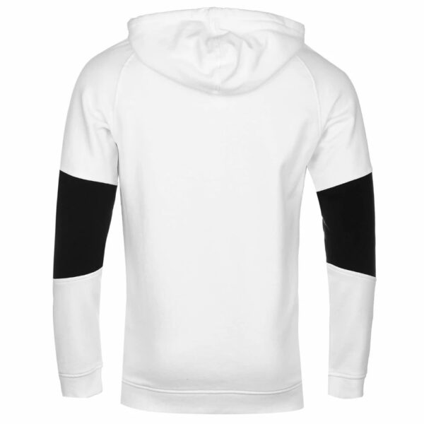 Men White Fleece Hoodie with Black Panel on Sleeves - Image 2