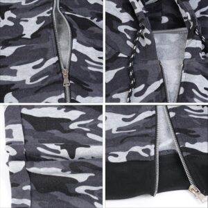 Men Grey Camo Slim fit Gym Fleece Tracksuit - Image 5