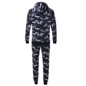 Men Grey Camo Slim fit Gym Fleece Tracksuit - Image 4