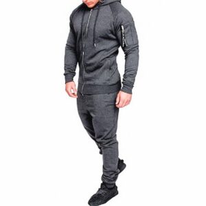 Men Gym Fashion Grey Fleece Tracksuit - Image 2