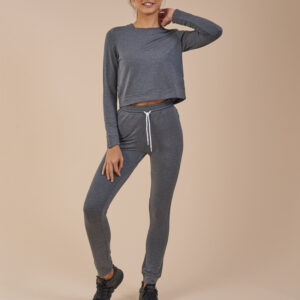 Ladies Crop Top Tracksuit Set Gym Sweatsuit - Image 5