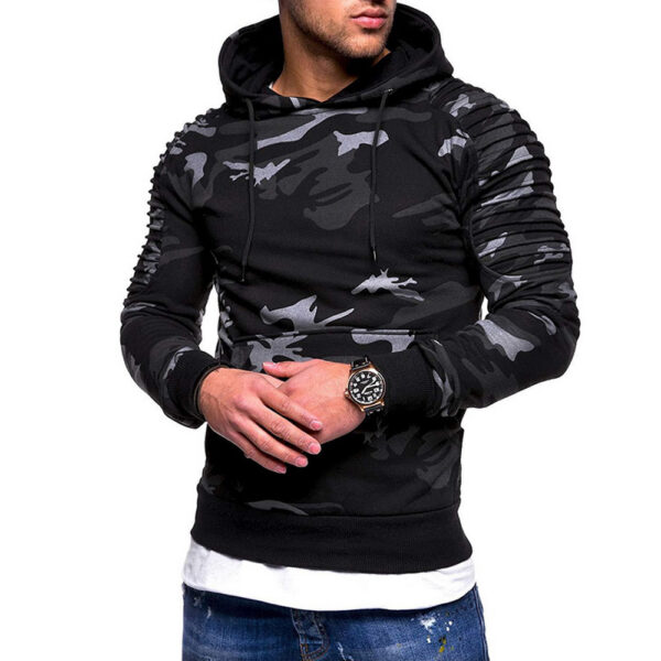 Men's Fitness Clothing Camo Hoodie Fitted Hooded Sweatshirt