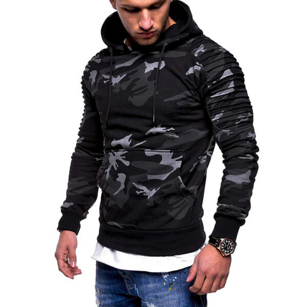 Men's Fitness Clothing Camo Hoodie Fitted Hooded Sweatshirt