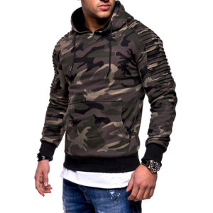 Men's Fitness Clothing Camo Hoodie Fitted Hooded Sweatshirt