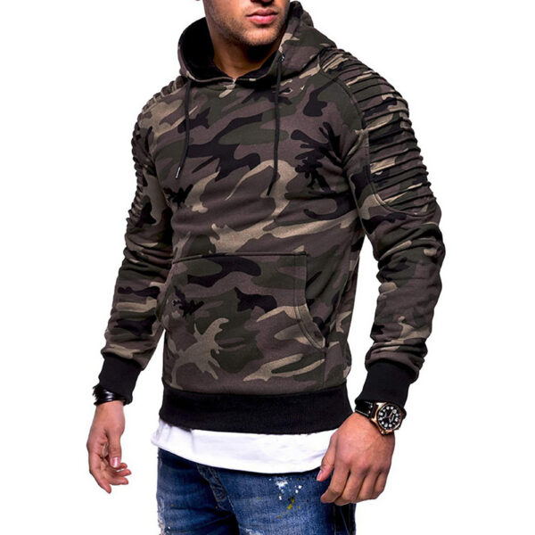 Men's Fitness Clothing Camo Hoodie Fitted Hooded Sweatshirt