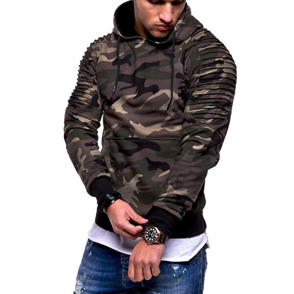 Men's Fitness Clothing Camo Hoodie Fitted Hooded Sweatshirt