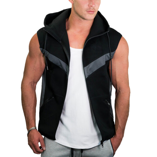 Men Custom Design Zipper Sleeveless Fleece Hoodie