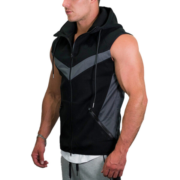 Men Custom Design Zipper Sleeveless Fleece Hoodie