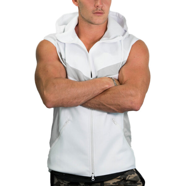 Men Custom Design Zipper Sleeveless Fleece Hoodie