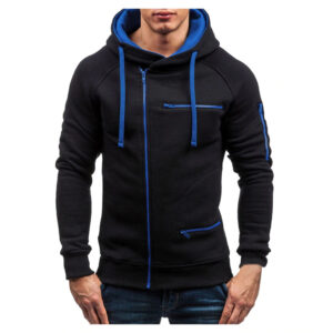 Men Cotton Fleece Hoodie with Zipper on Right side and 2 front zip pocket - Image 2
