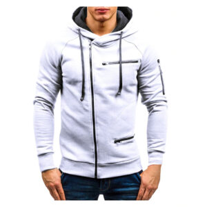 Men Cotton Fleece Hoodie with Zipper on Right side and 2 front zip pocket - Image 24