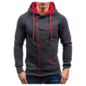Men Cotton Fleece Hoodie with Zipper on Right side and 2 front zip pocket - Image 22