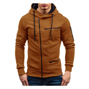 Men Cotton Fleece Hoodie with Zipper on Right side and 2 front zip pocket - Image 21
