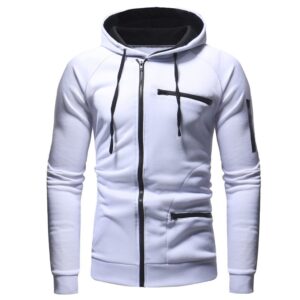 Men Cotton Fleece Hoodie with Zipper on Right side and 2 front zip pocket - Image 20