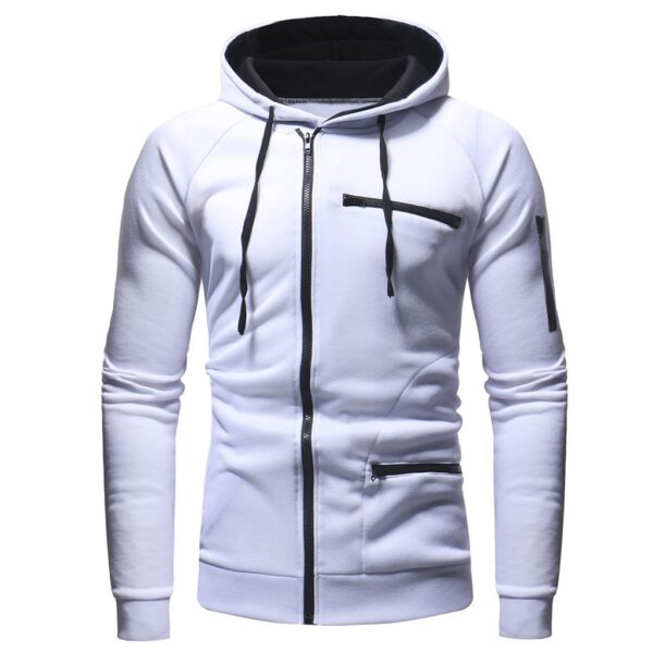 Men Cotton Fleece Hoodie with Zipper on Right side and 2 front zip pocket - Image 20