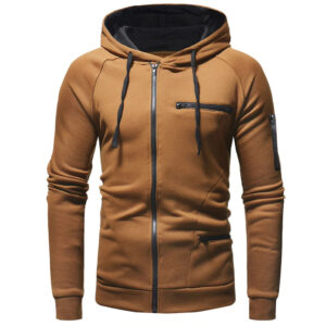 Men Cotton Fleece Hoodie with Zipper on Right side and 2 front zip pocket - Image 19