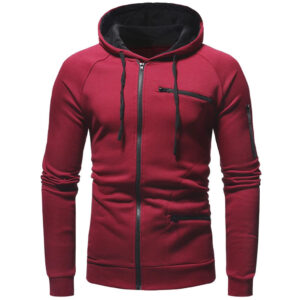 Men Cotton Fleece Hoodie with Zipper on Right side and 2 front zip pocket - Image 18