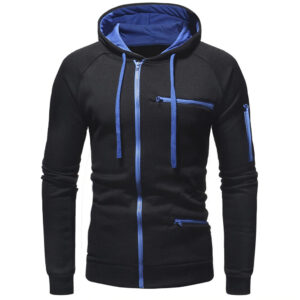Men Cotton Fleece Hoodie with Zipper on Right side and 2 front zip pocket - Image 17