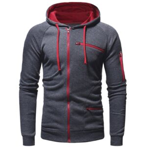 Men Cotton Fleece Hoodie with Zipper on Right side and 2 front zip pocket - Image 16