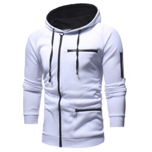 Men Cotton Fleece Hoodie with Zipper on Right side and 2 front zip pocket - Image 14