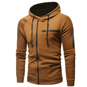 Men Cotton Fleece Hoodie with Zipper on Right side and 2 front zip pocket - Image 13
