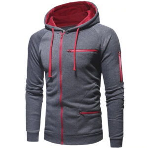 Men Cotton Fleece Hoodie with Zipper on Right side and 2 front zip pocket - Image 12