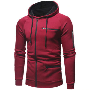 Men Cotton Fleece Hoodie with Zipper on Right side and 2 front zip pocket - Image 11