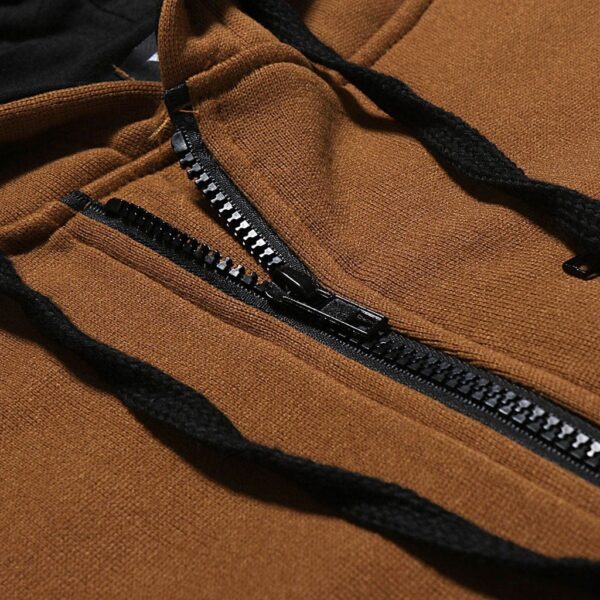 Men Cotton Fleece Hoodie with Zipper on Right side and 2 front zip pocket - Image 3