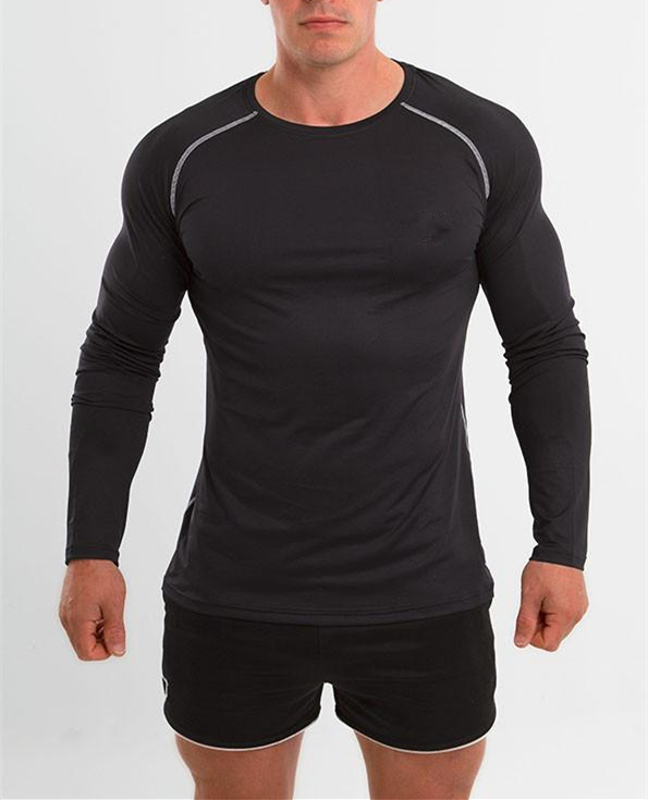 Mens Muscle Fit Workout Apparel Running Long Sleeve Fitness Gym Shirts