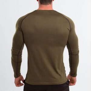 Mens Muscle Fit Workout Apparel Running Long Sleeve Fitness Gym Shirts - Image 4