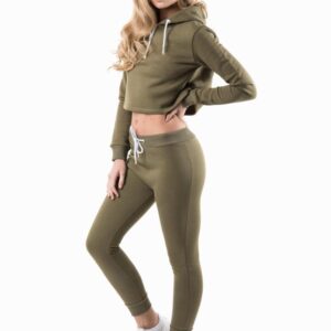 Women Croped Hoodie Fleece Tracksuit Ladies Gym Sports Fleece - Image 4