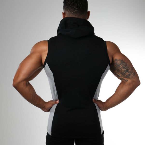 Gym Training Sleeveless Zip Up Hoodie Muscle Workout Tracksuit For Mens