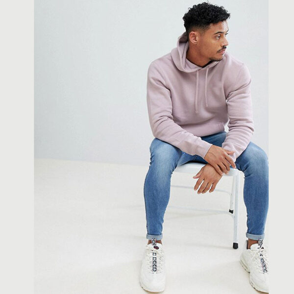 High Quality Mens custom logo plain pullover cotton Hoodie - Image 3