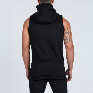 OEM non branded full zip sleeveless hoodie sweatshirts mens - Image 2