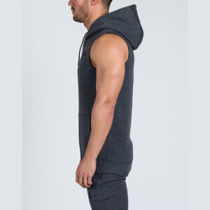 OEM non branded full zip sleeveless hoodie sweatshirts mens - Image 4