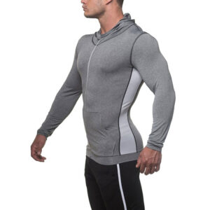 Wholesale Men Fitness Clothing Sports Running Contrast Color Hoodies With Pocket - Image 4