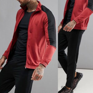 Wholesale long sleeve workout custom plain mens tracksuit with zipper - Image 2