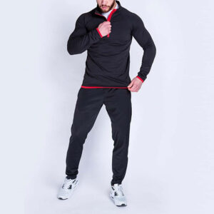 mens long sleeve zipper jogger pullover active training hoodie without hood - Image 2