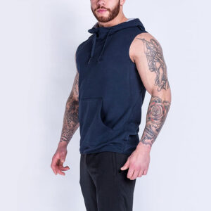 mens sportswear gym workout sleeveless hoodies - Image 2