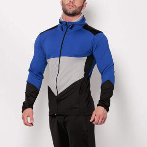mens sportswear zipper up long sleeve hoodie gym wear - Image 2